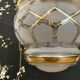 Vintage art deco globe pendant light in white and gold frosted glass