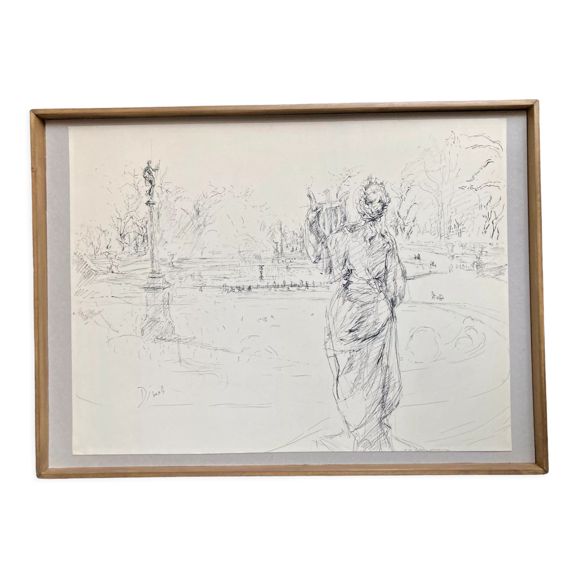 Drawing of the Luxembourg Garden by Eliane Diverly