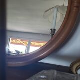 Miroir rond en rotin