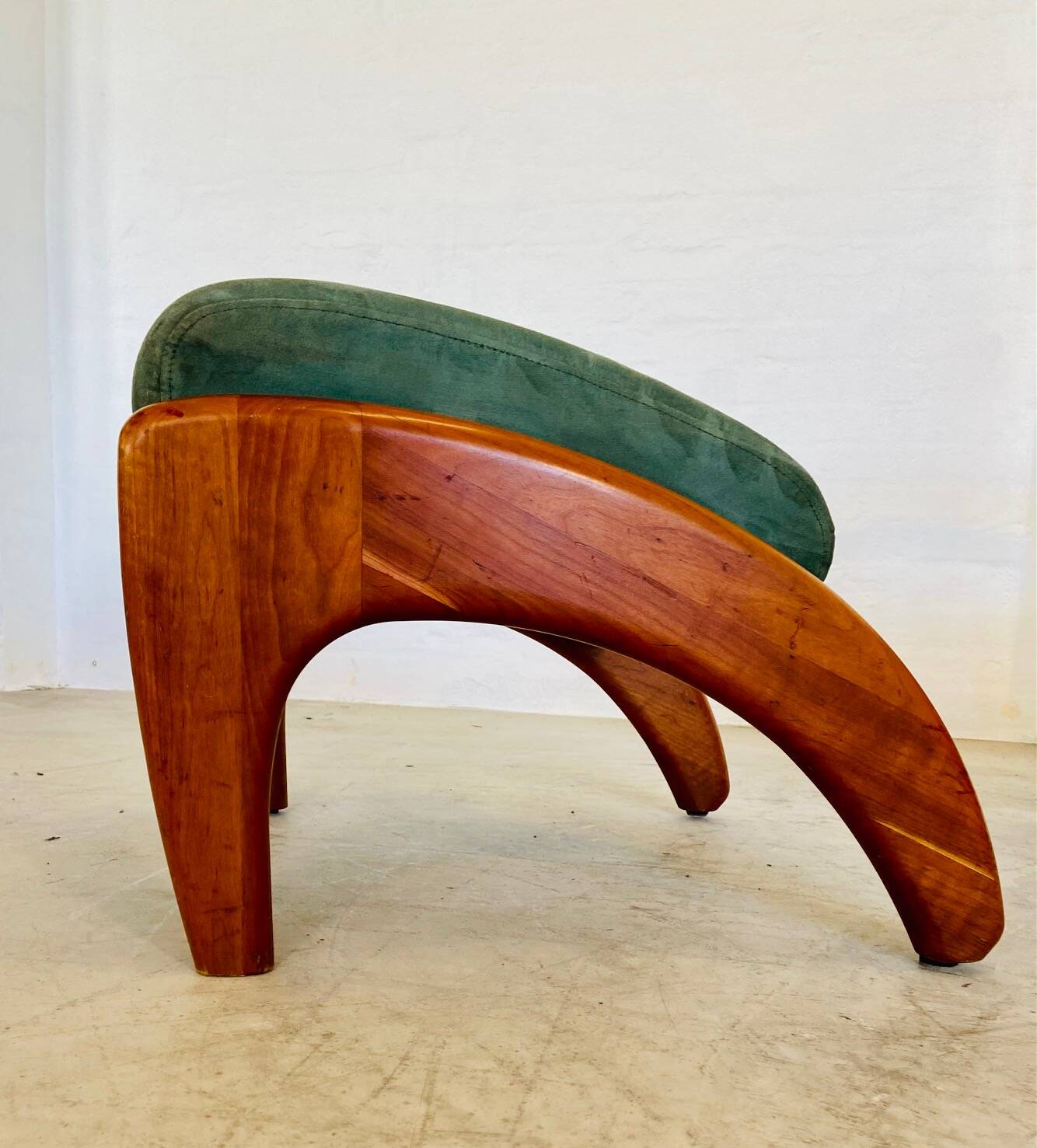 Fauteuil et tabouret vintage danois Holserbro Møbelfabrik en daim vert