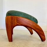 Vintage Danish Holserbro Møbelfabrik Lounge Chair & Stool in Green Suede