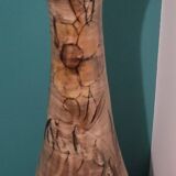 Large La Roue Vallauris ceramic vase, French, beige flower decor, 1975