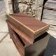 Vintage 1970s solid elm wood commode with 3 drawers.