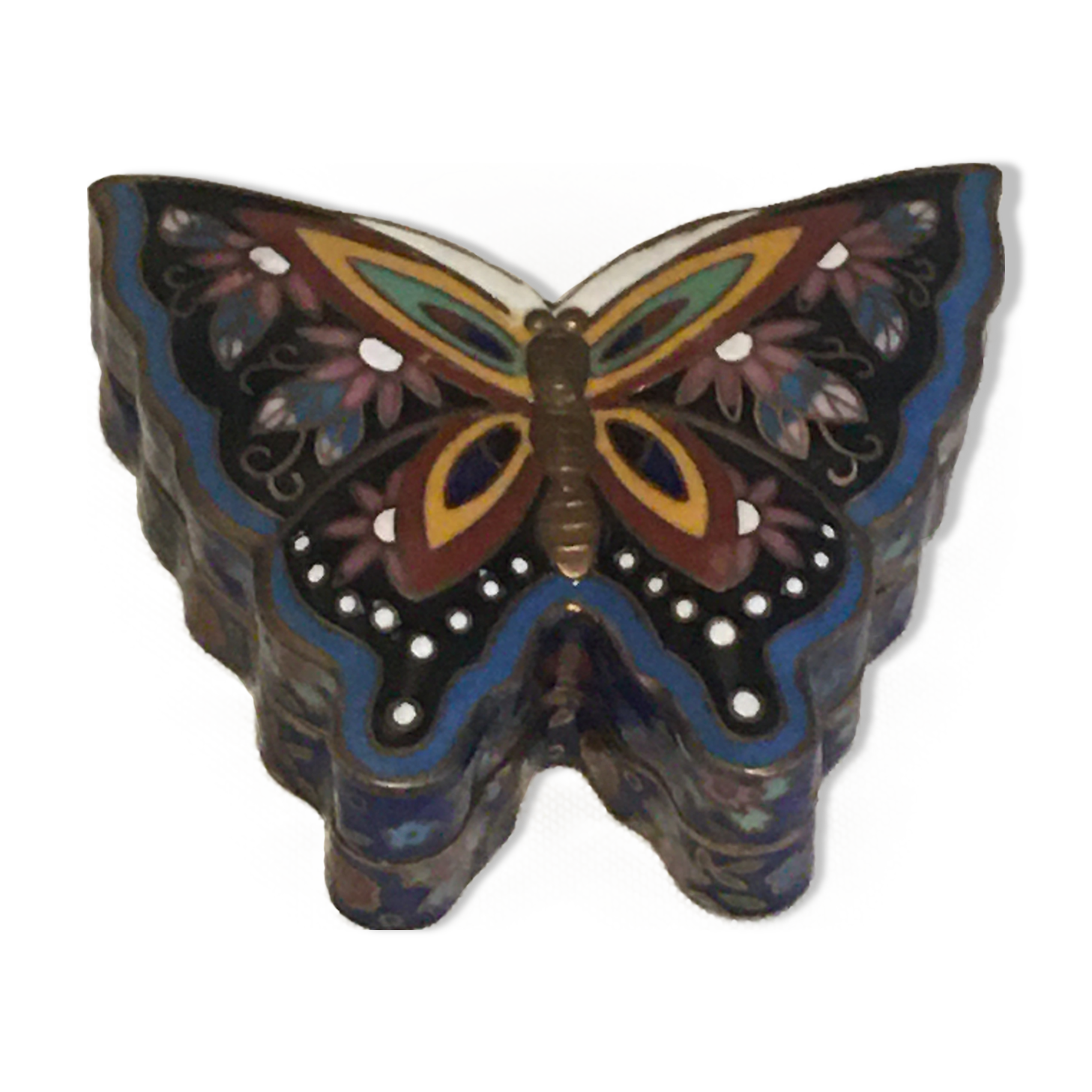 Enamelled brass butterfly box