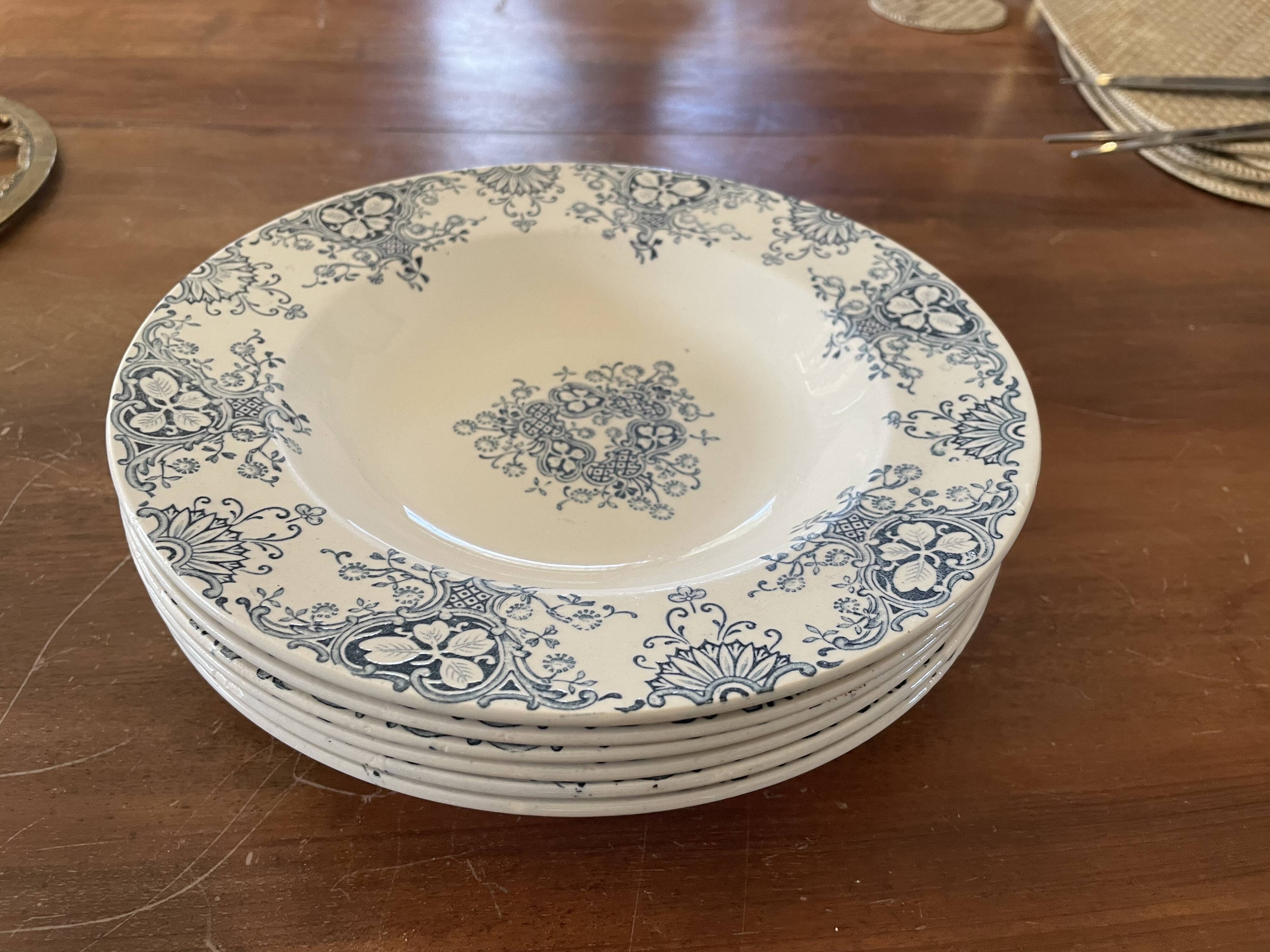 Six old K&G Lunéville hollow plates