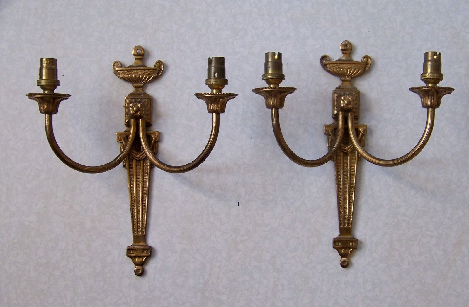 Pair french vintage empire style bronze double wall lights