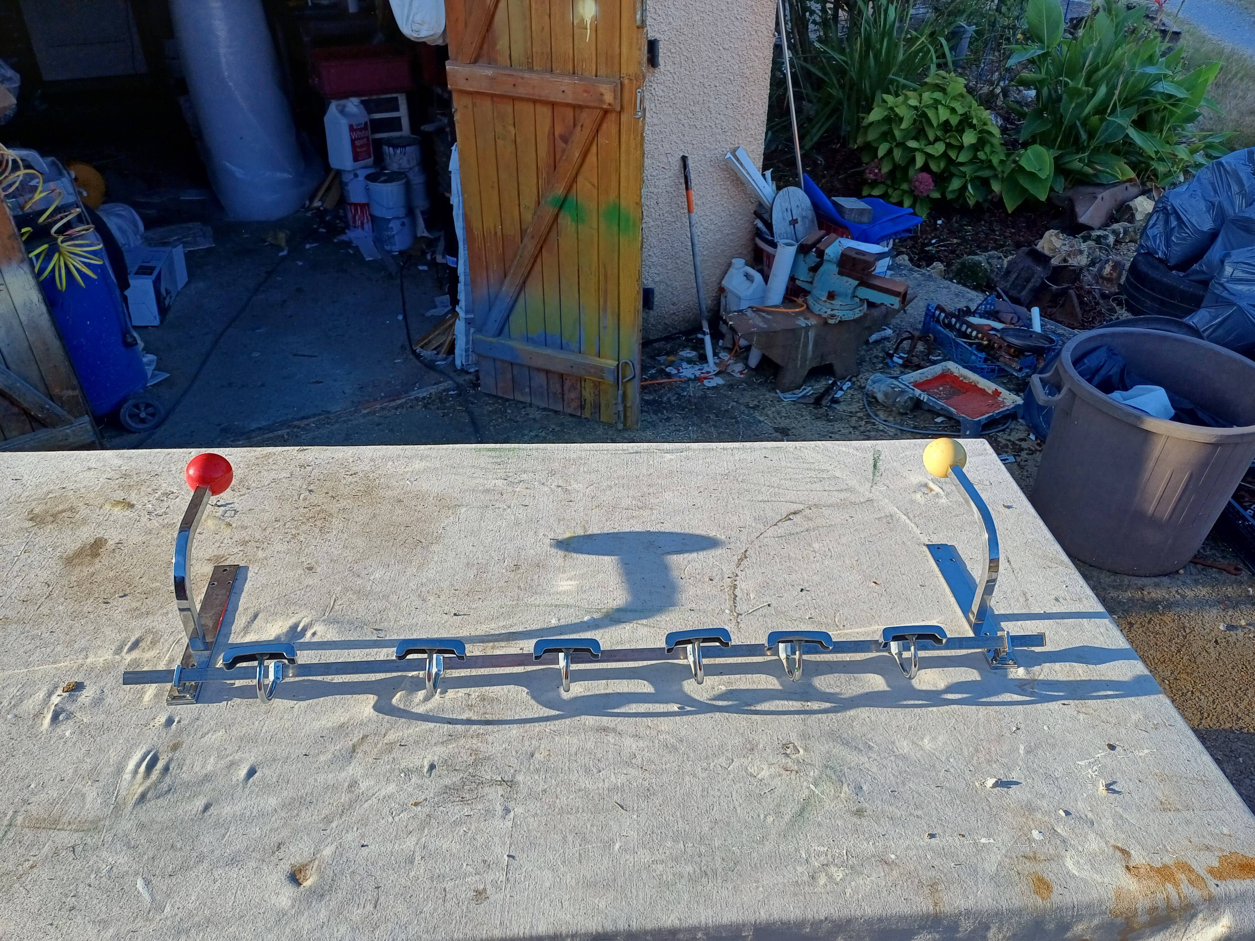 Vintage chrome coat rack and plastic balls