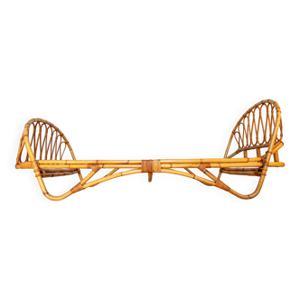 Lit corbeille, day bed en rotin des années 60-70