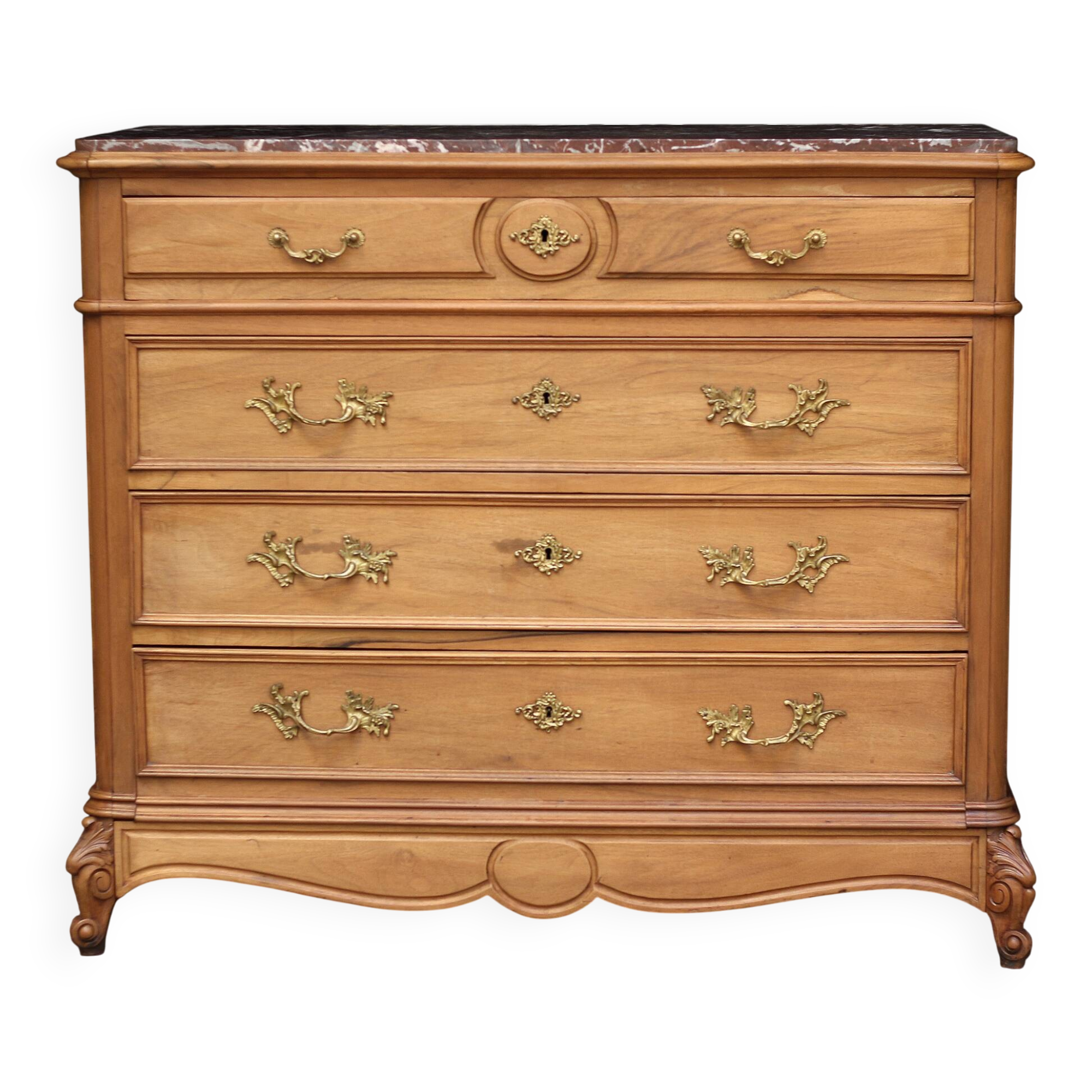walnut chest of drawers by L. GENIN (Marseille). Circa 1900.