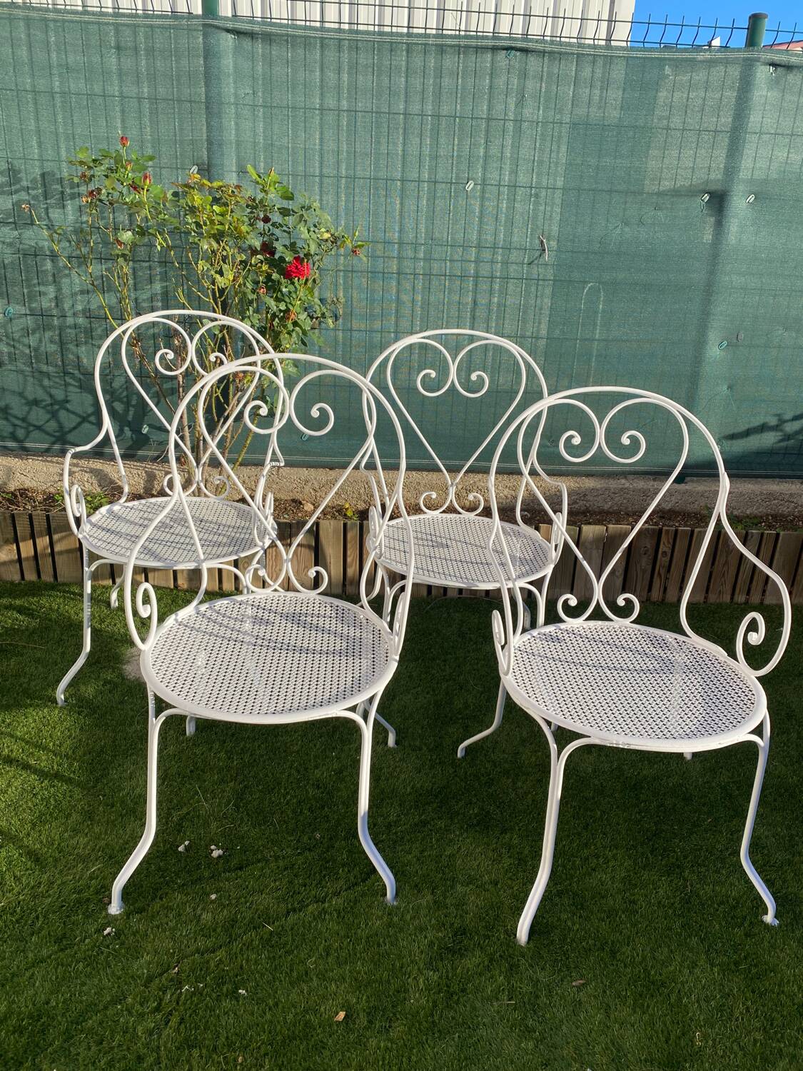 Lot de 4 fauteuil fer forgé