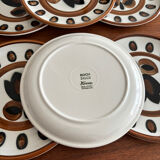 Set of 6 vintage 1970 Boch La Louvière dessert plates, kimono design.