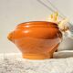 Vintage ceramic lion head soup tureen - honey and black, made in France.