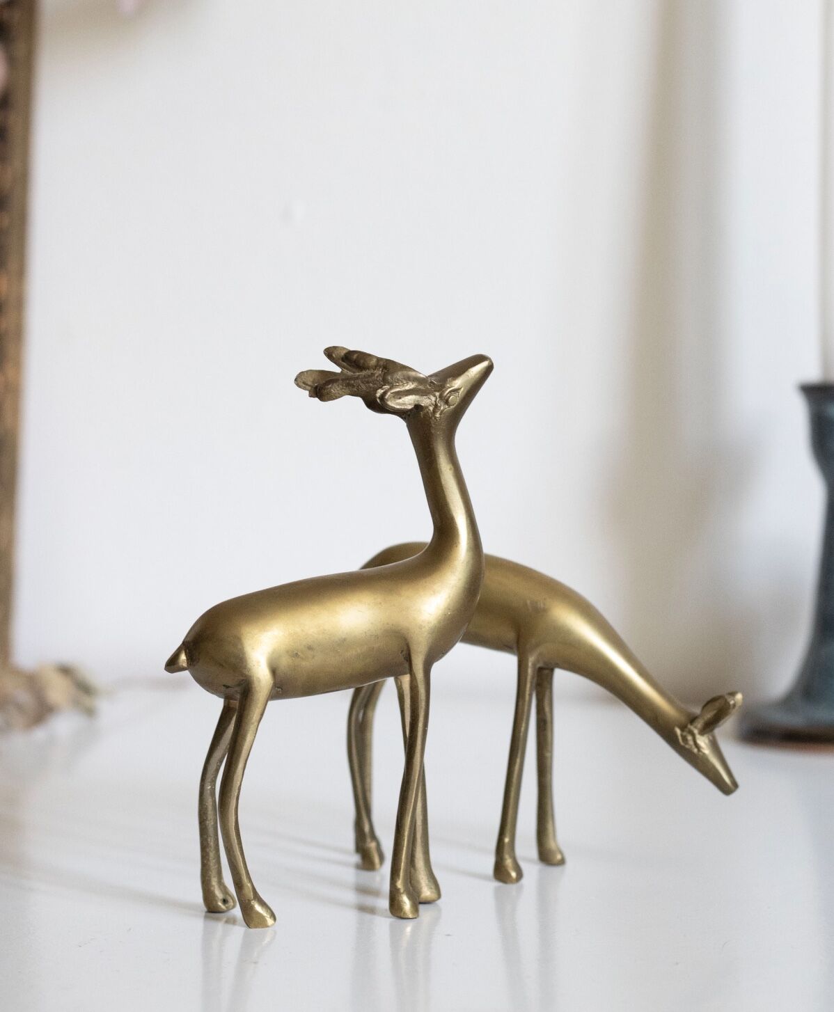 Vintage brass deer and doe