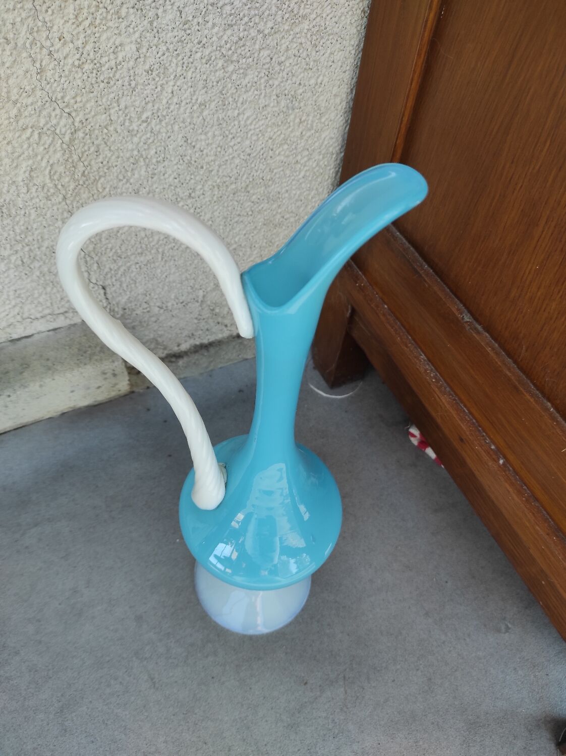 Murano blue opaline carafe vase