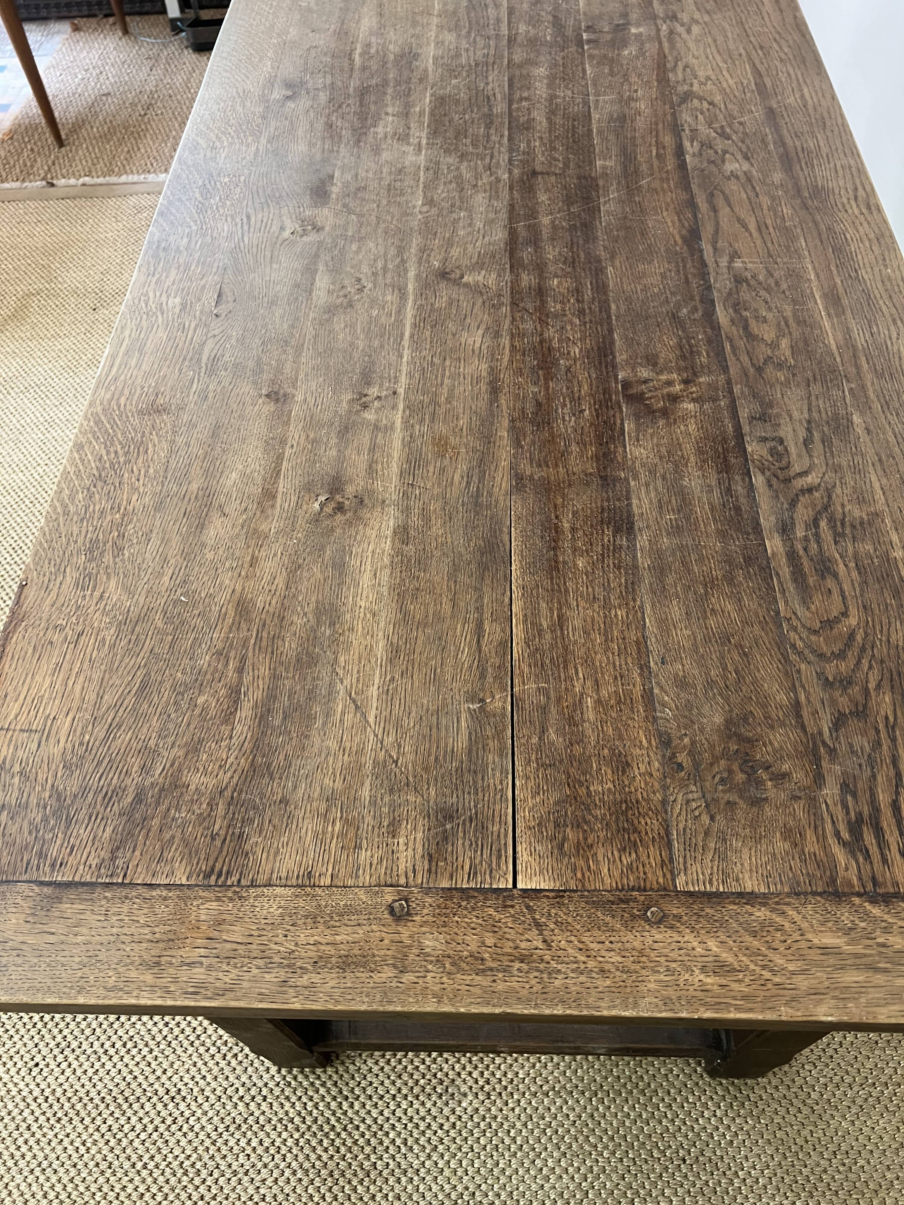 Wooden farmhouse table