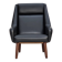 1970s, Danish highback armchair, black artificial leather, teak wood legs.