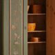Old Danish cupboard painted with floral patterns, folk art, 19th century.