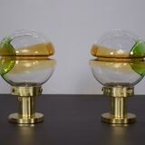 Kaiser brass lamp & amber glass