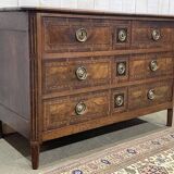 Louis XVI period chest of drawers in walnut, oak and fir, 18th century