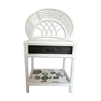 Rattan and canning bedside table