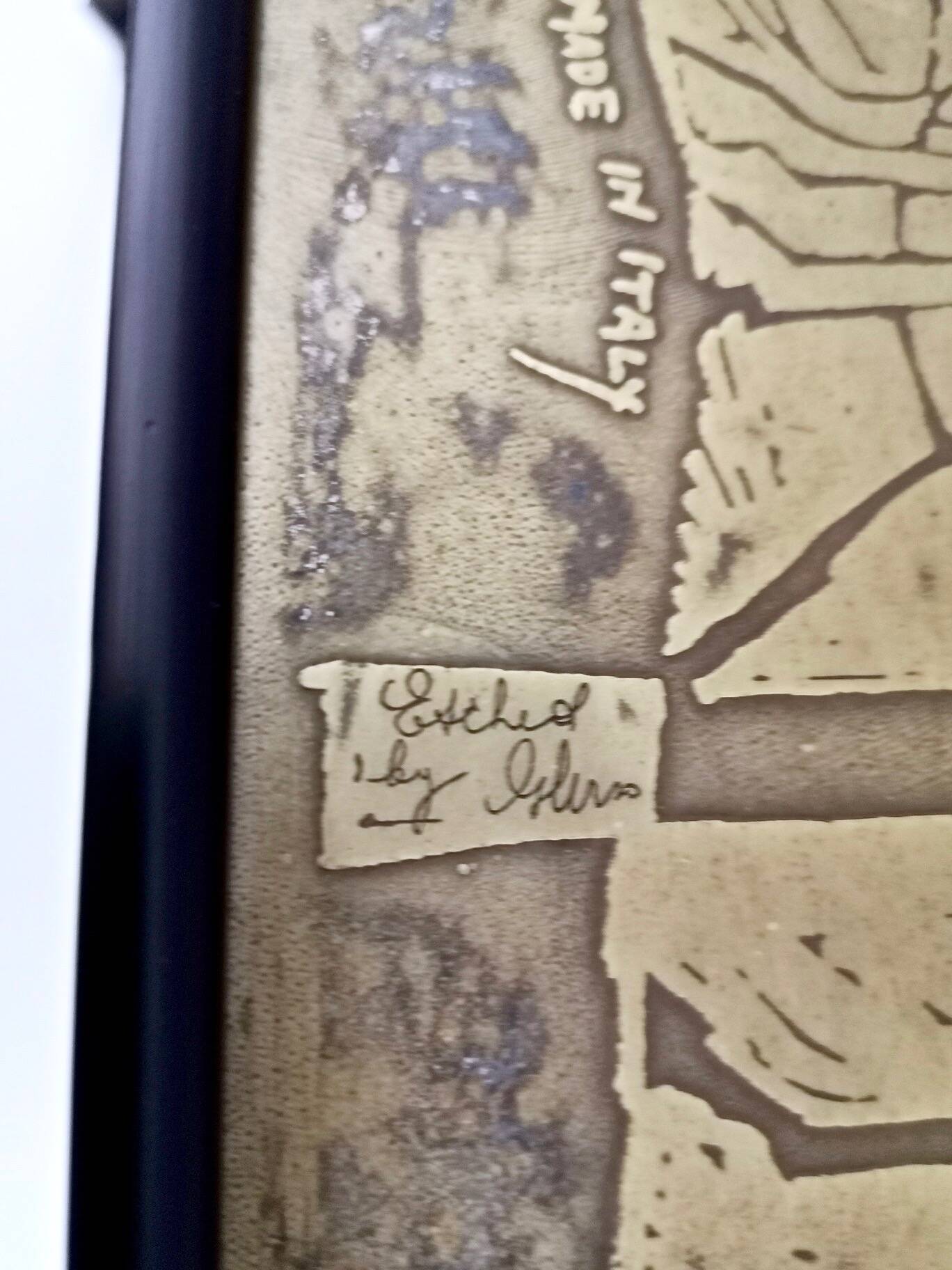 Rectangular Golden Brass and Black Varnished Metal Coffee Table by G.Urs