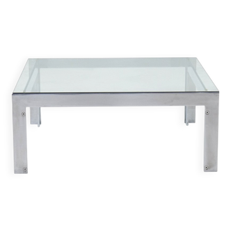 Coffee table in steel and glass by Alberto Rosselli for Saporiti, 1970s.