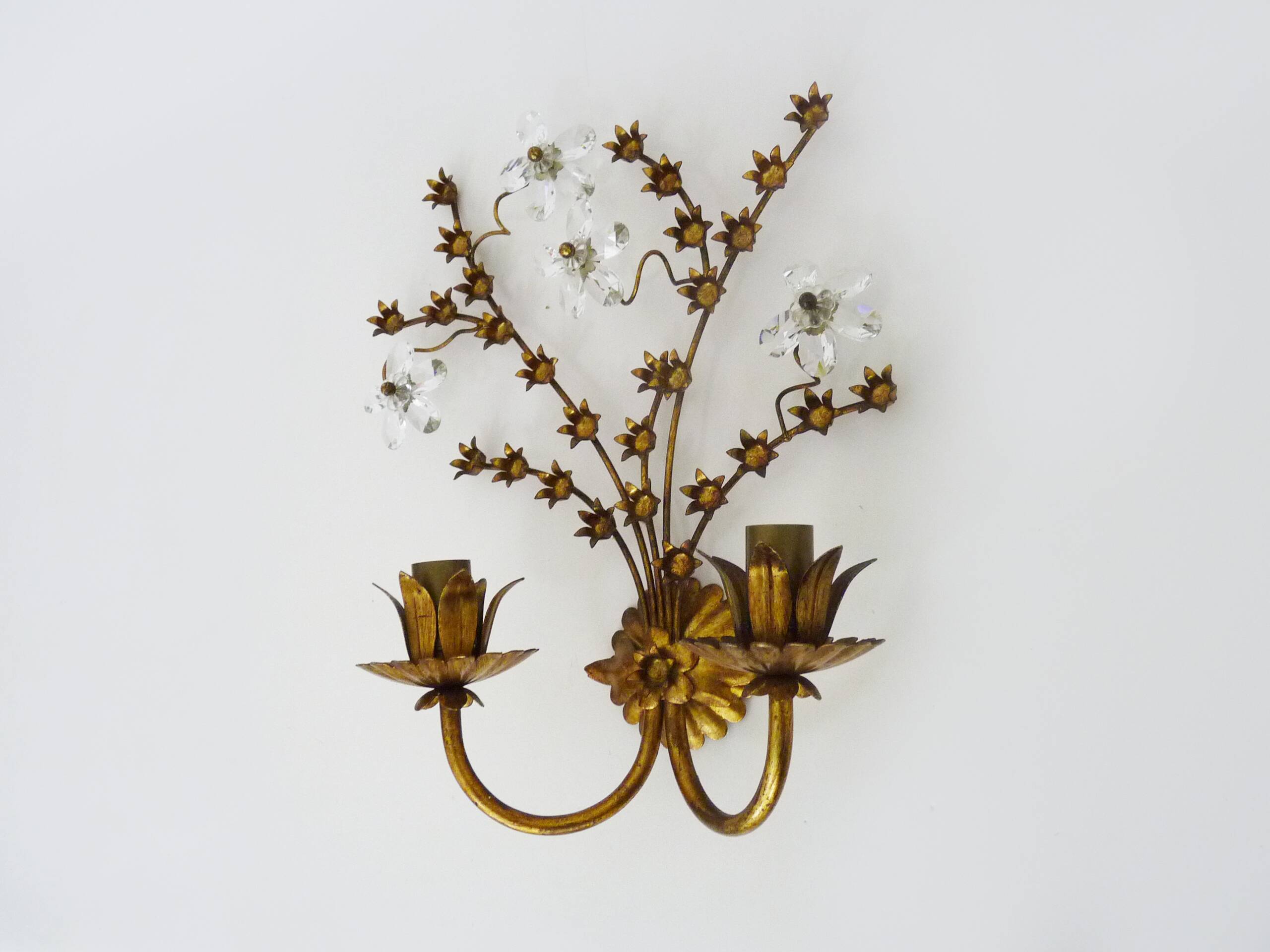 Magnificent vintage Italian wall light with Swarovski crystal, 1970s