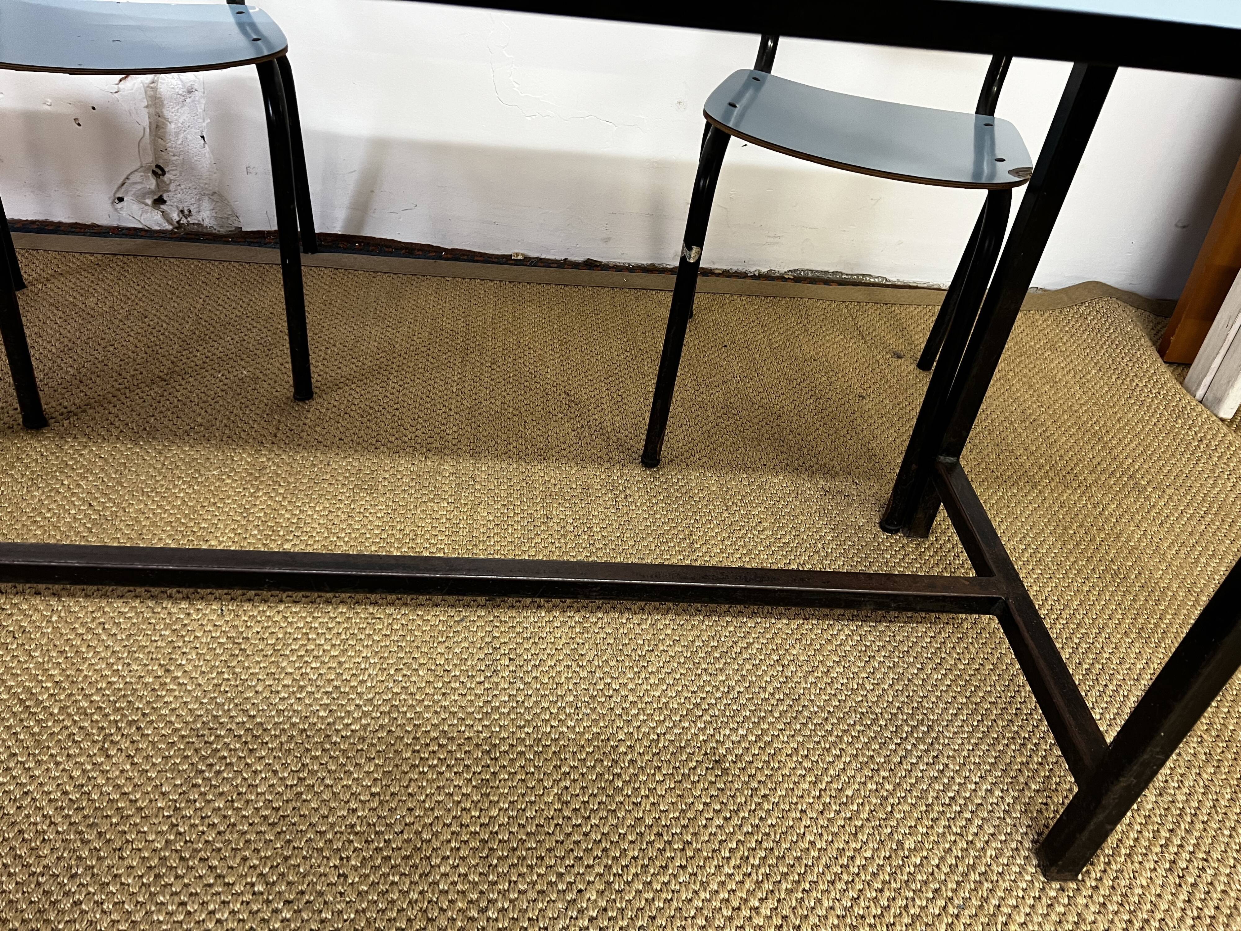 Blue formica table & chairs set