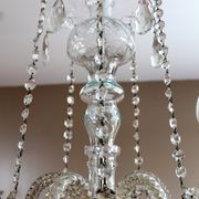 Lustre à pampilles 5 feux en cristal de Tchécoslovaquie