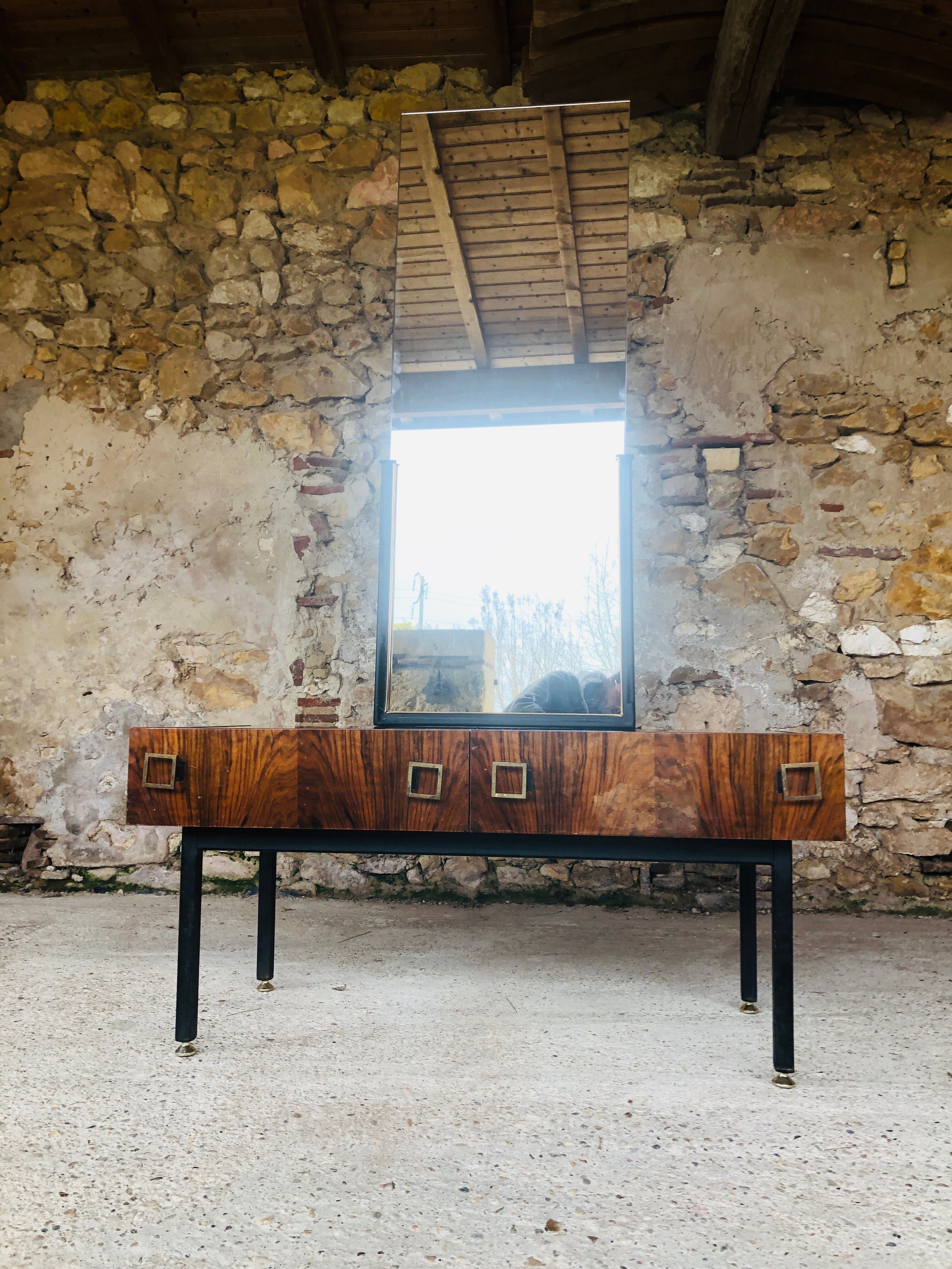 Console / Coiffeuse vintage en palissandre de Rio années 70