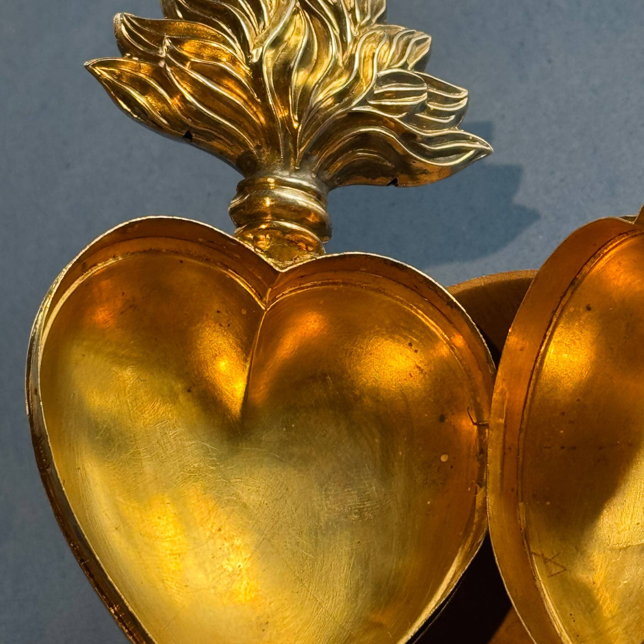 Sacred ex-voto in solid silver – heart engraved “Reconnaissance” – interior do