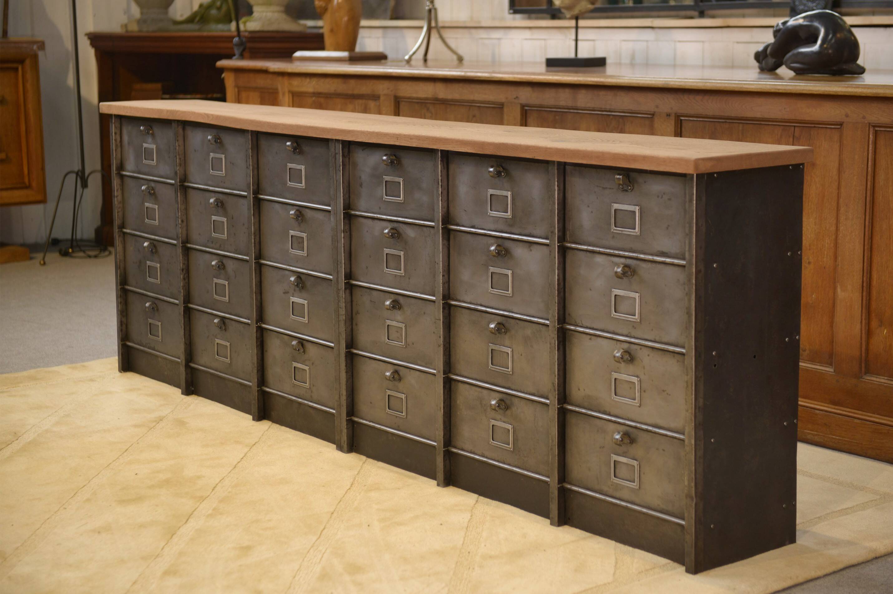 Strafor cabinet with flaps, 6 columns, oak top, 1950s.