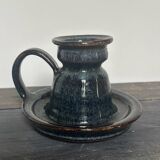 Enameled stoneware candle holder
