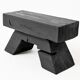 Sculptural Hardwood Stool, Side Table, Charred Wood, Hand-Carved, Logniture