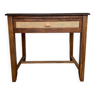 Solid wood children's desk with cane drawer