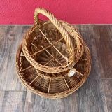 Large wicker bottle & glass basket