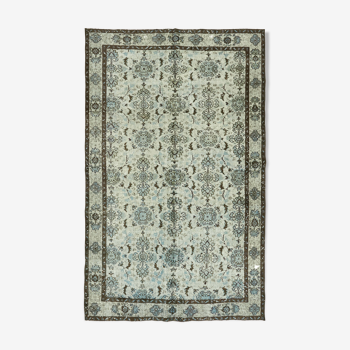 Handmade distressed oriental 1980s 190 cm x 300 cm blue rug