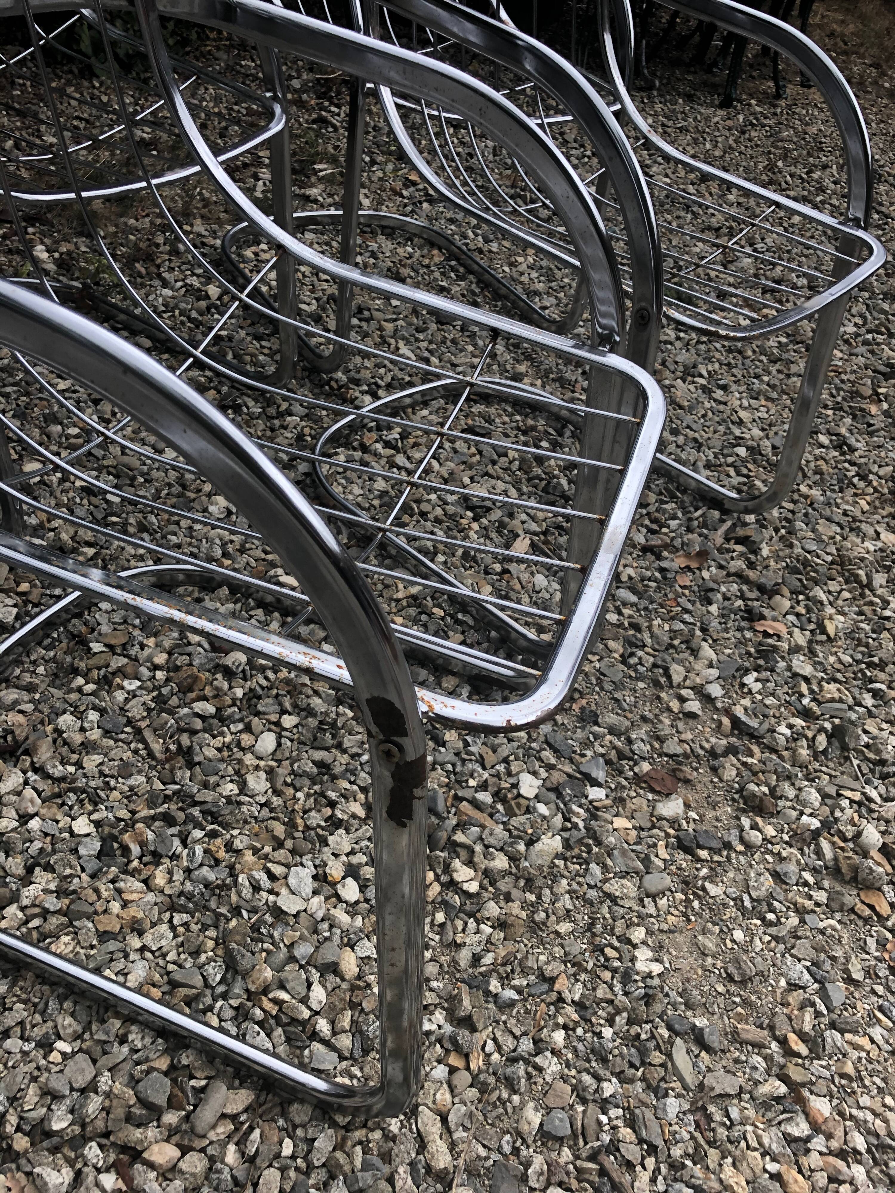 Lot of 6 chrome chairs Cidue edition, Italy 70s/80s