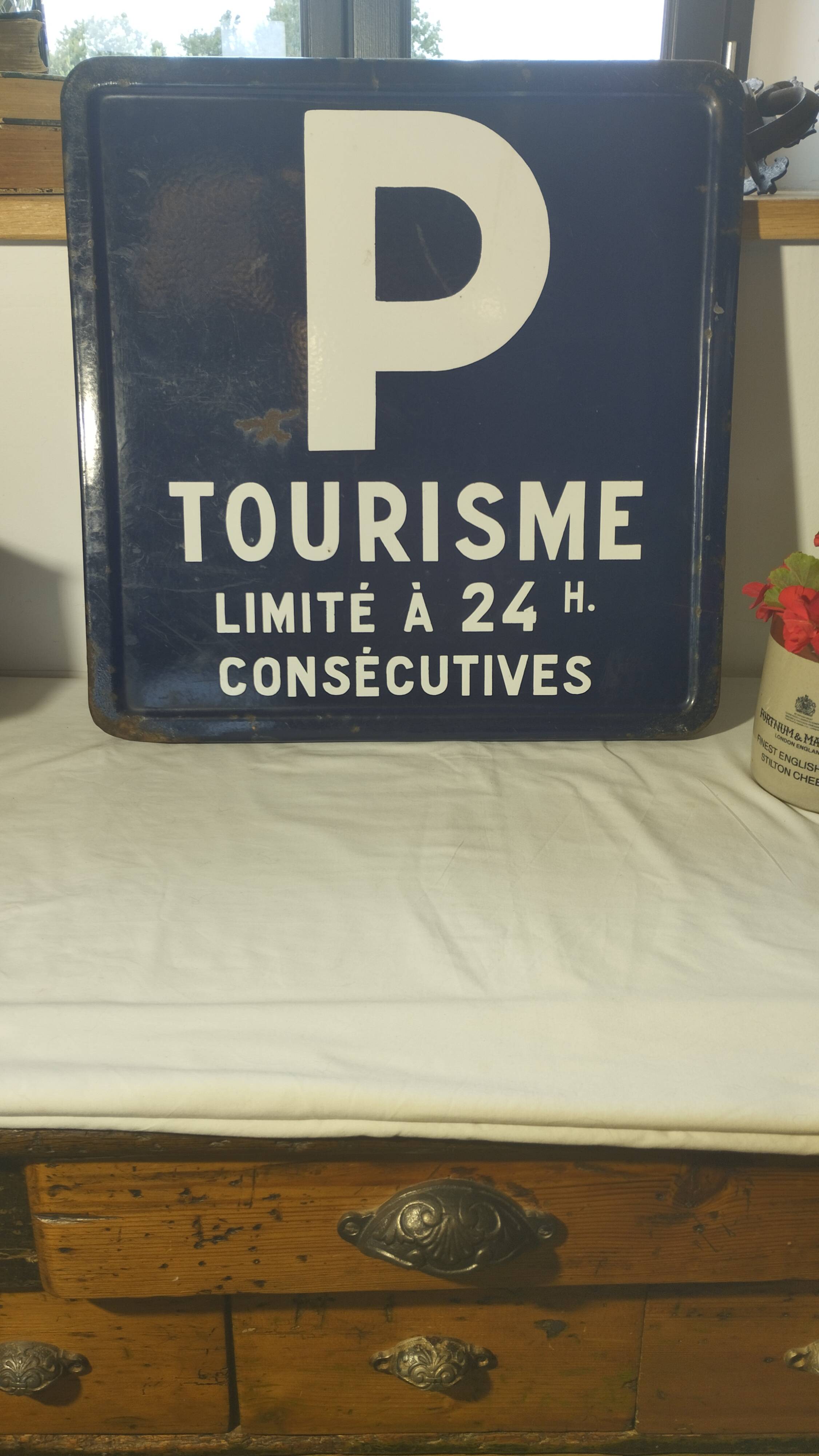Ancien panneau de signalisation plaque émaillée 1974