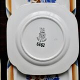 6 assiettes à dessert vintage carrées en faïence Saint Amandinoise