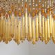 Mid Century Amber Mottled Glass Ceiling Light with Beaded Glass Fringe