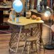 Rattan dressing table with sun mirror and its stool.
