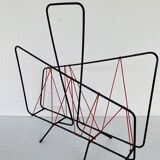 Vintage black metal magazine rack circa 19