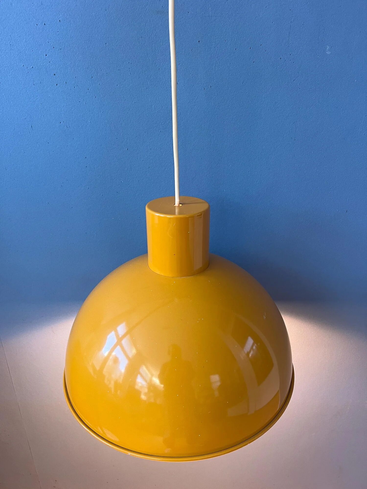 Yellow enamel pendant lamp by Joe Hammerborg for Fog & Mørup