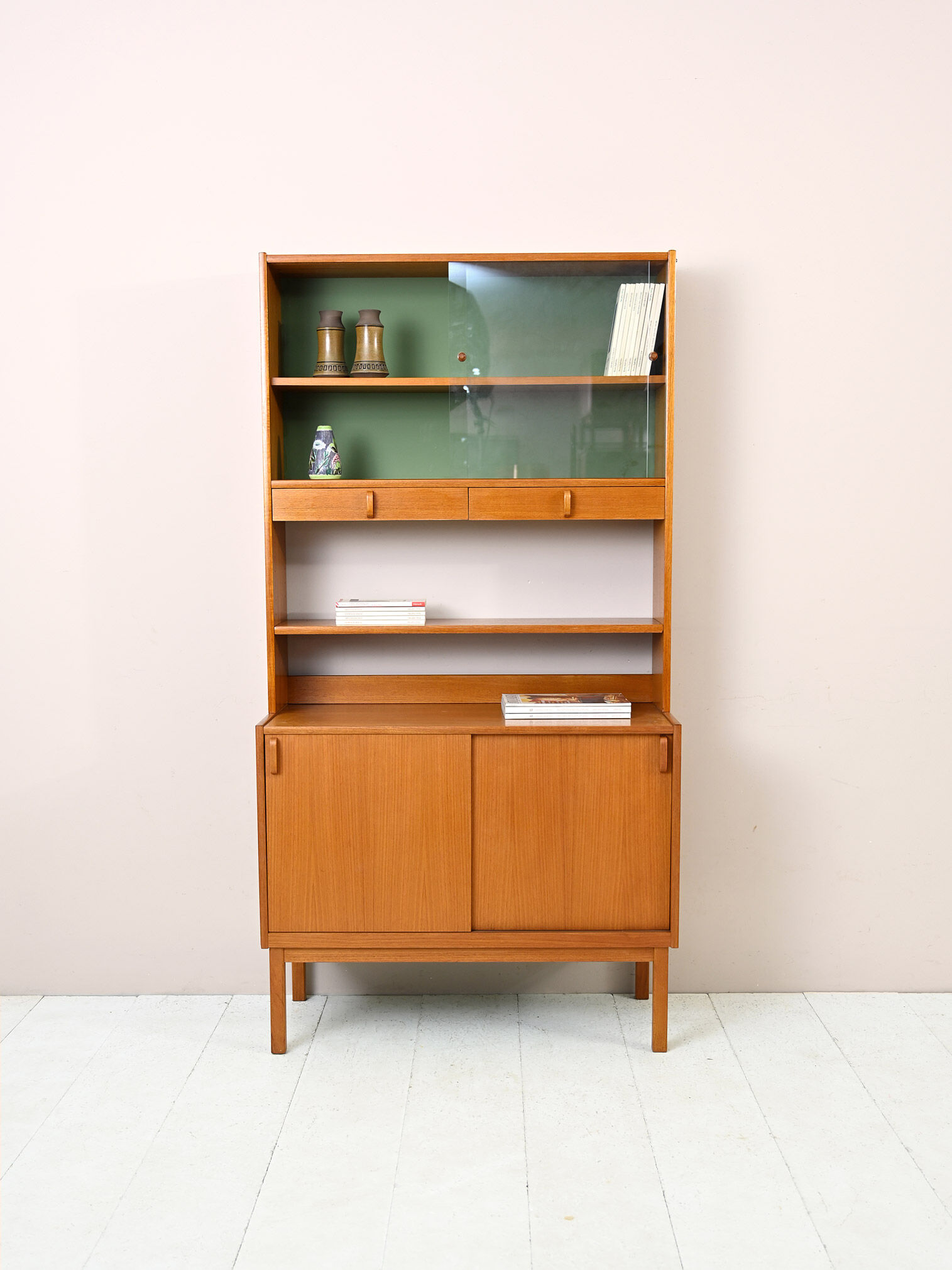 Swedish bookcase with display case