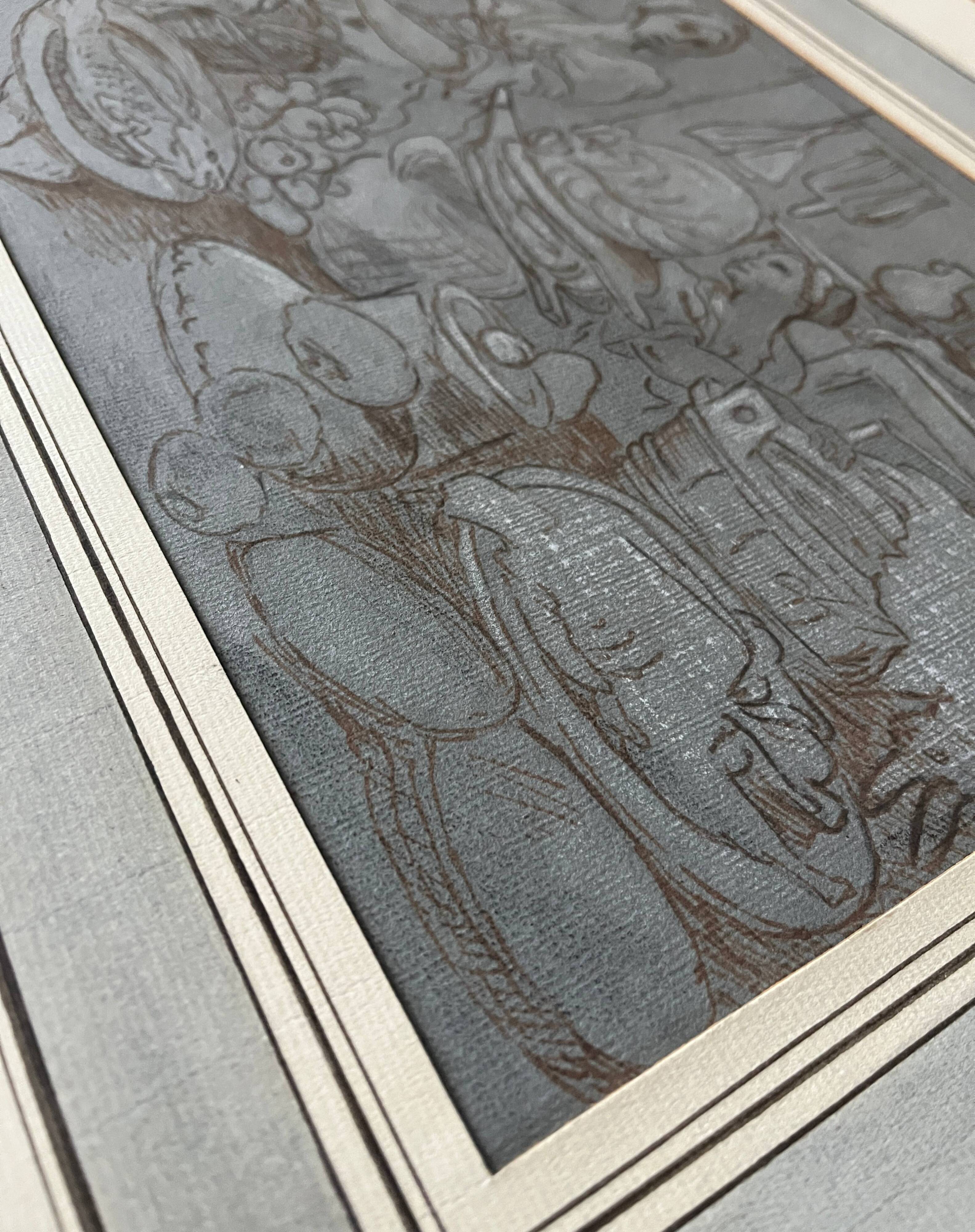 Painting Drawing "Animated Kitchen Scene" After Jeremias van Winghe