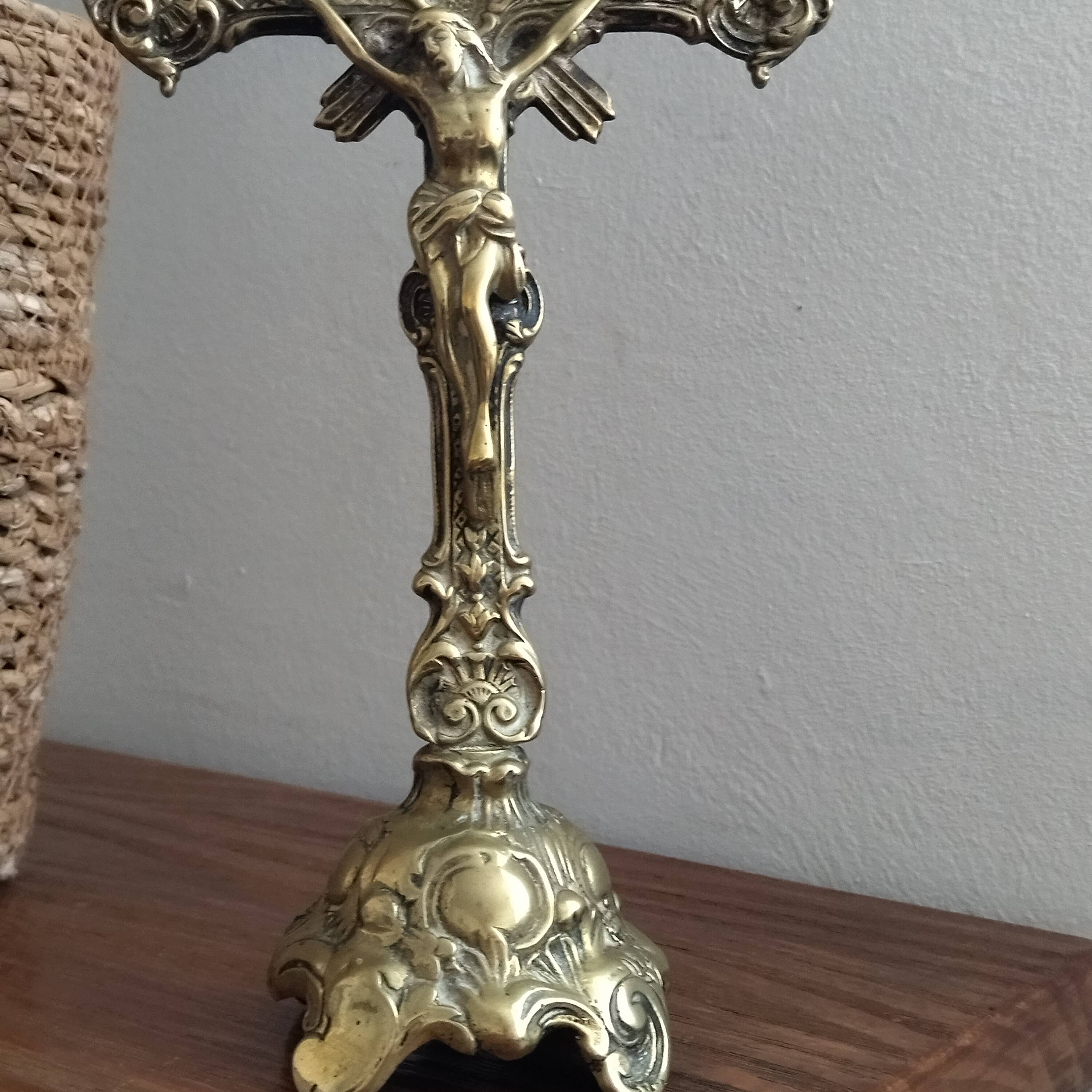 Solid brass altar crucifix