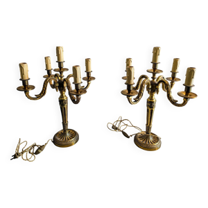 Paire de chandeliers - dore