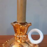 Art deco lamp earthenware malicorne golden 30s in the shape of hand candlestick
