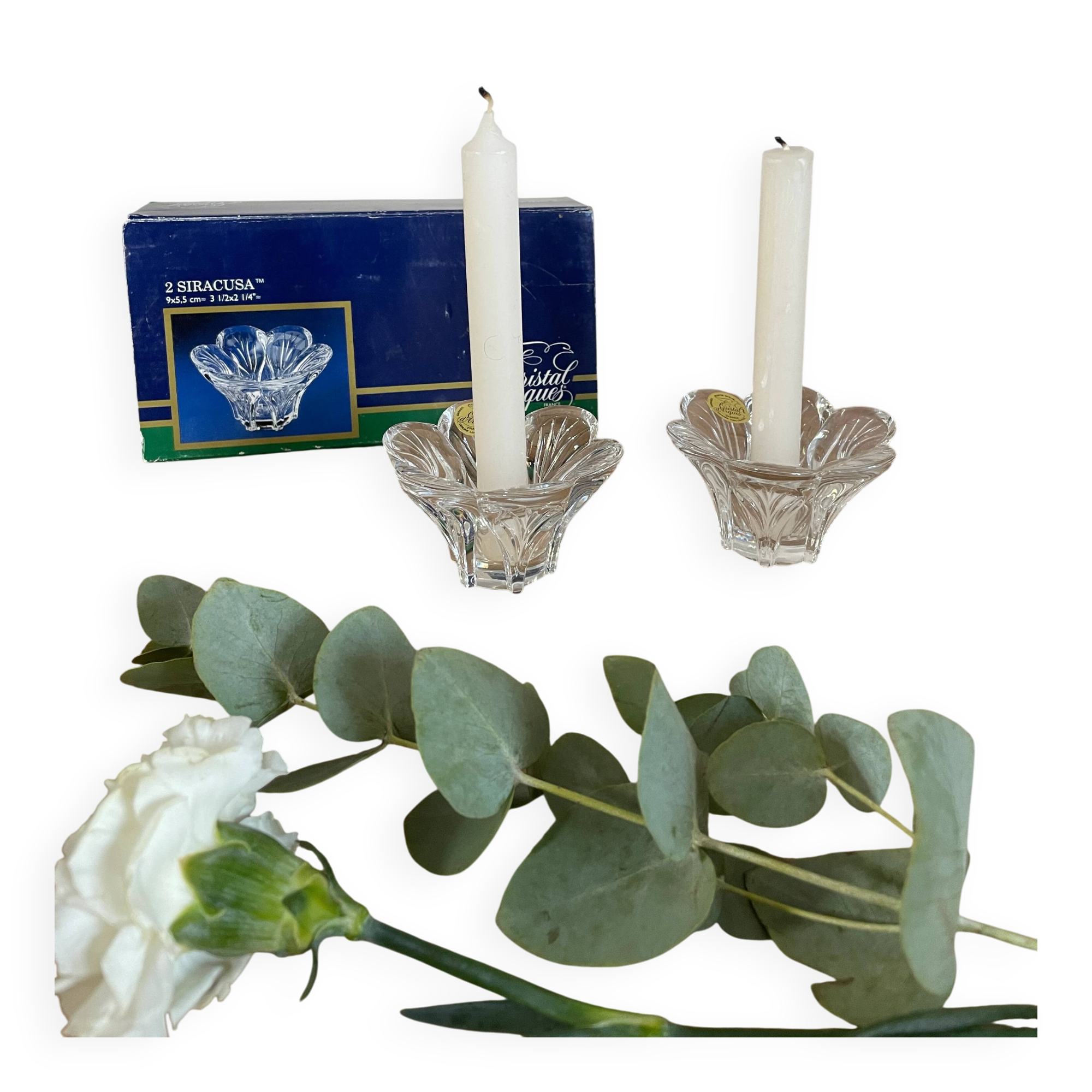 Lot of crystal flower candle holders.